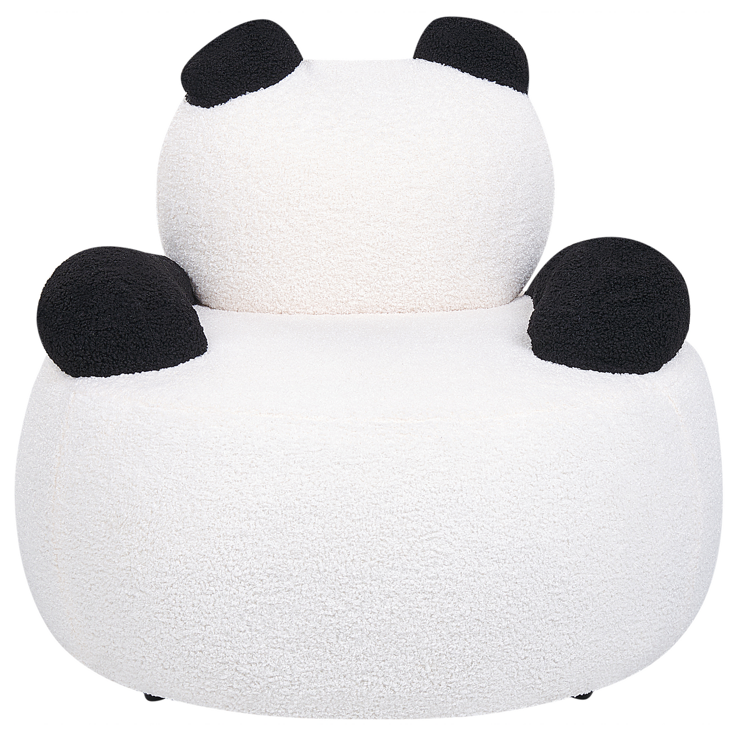Panda Shape Animal Chair White Black Boucl? With Armrests