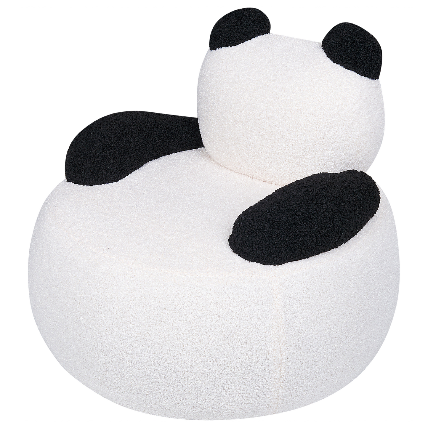 Panda Shape Animal Chair White Black Boucl? With Armrests