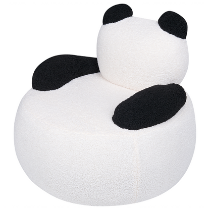 Panda Shape Animal Chair White Black Boucl? With Armrests
