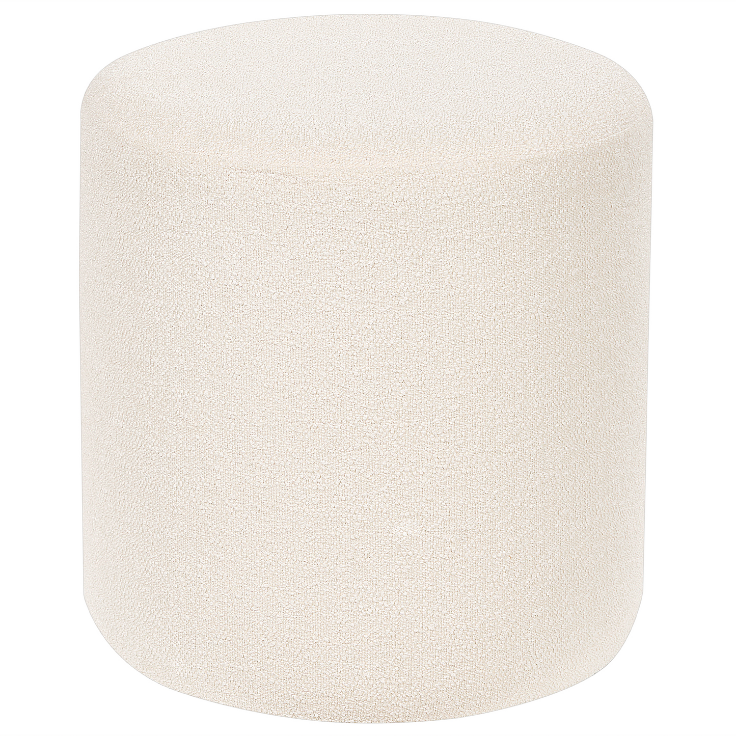 Pouffe White Boucle Round 39 x 39 x 41cm Footstool Modern Living Room Accent Furniture
