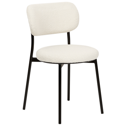 Off-White Boucle Dining Chairs Set Of 2 Armless Metal Legs