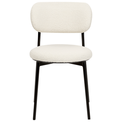 Off-White Boucle Dining Chairs Set Of 2 Armless Metal Legs