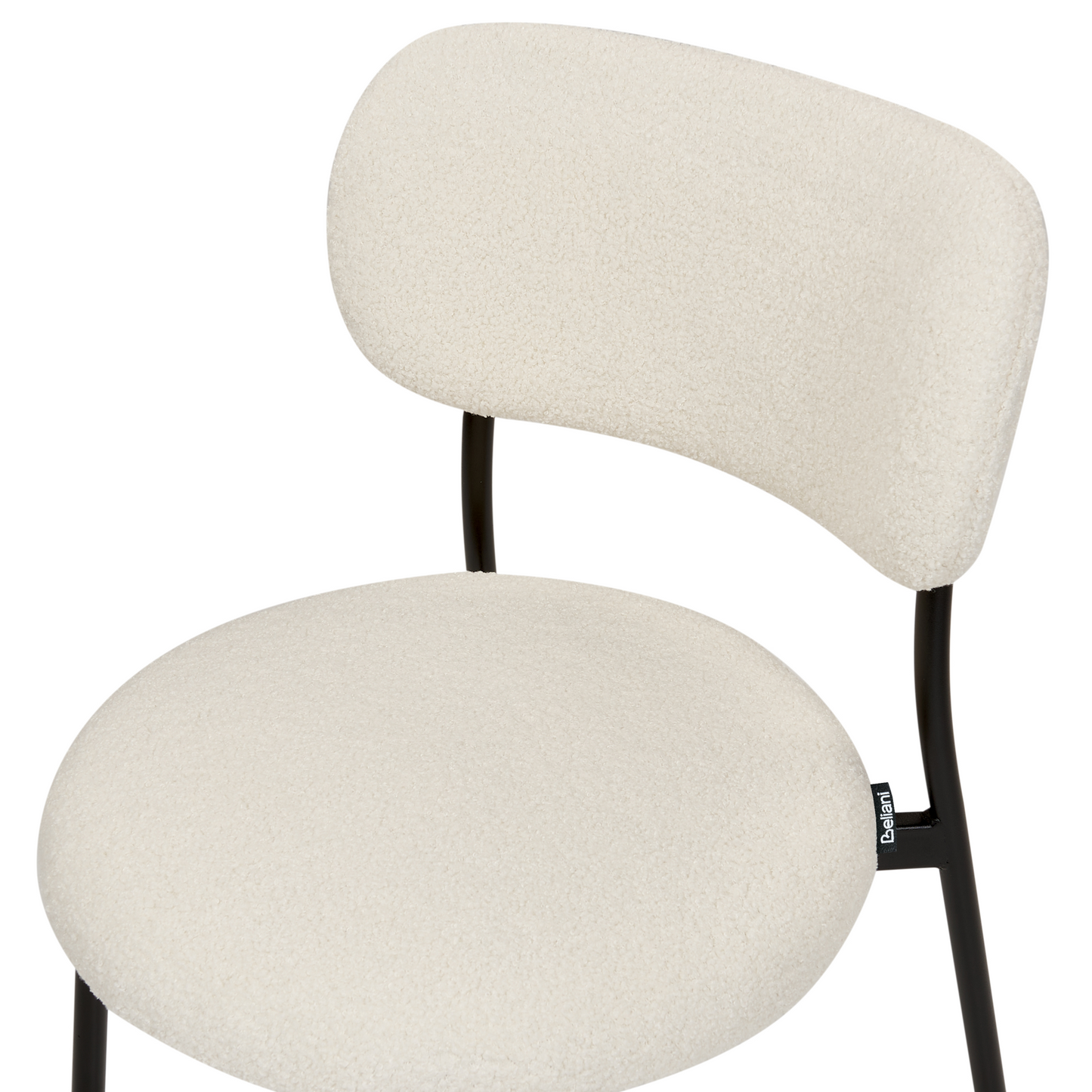 Off-White Boucle Dining Chairs Set Of 2 Armless Metal Legs