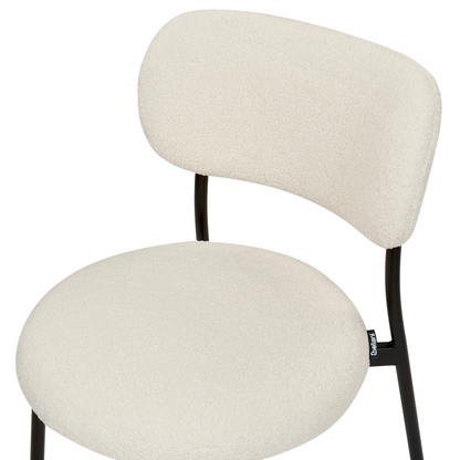 Off-White Boucle Dining Chairs Set Of 2 Armless Metal Legs