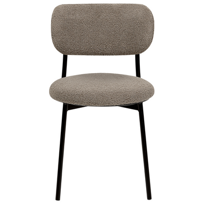 Beige Taupe Boucle Dining Chairs Armless Metal Legs 2 Pack
