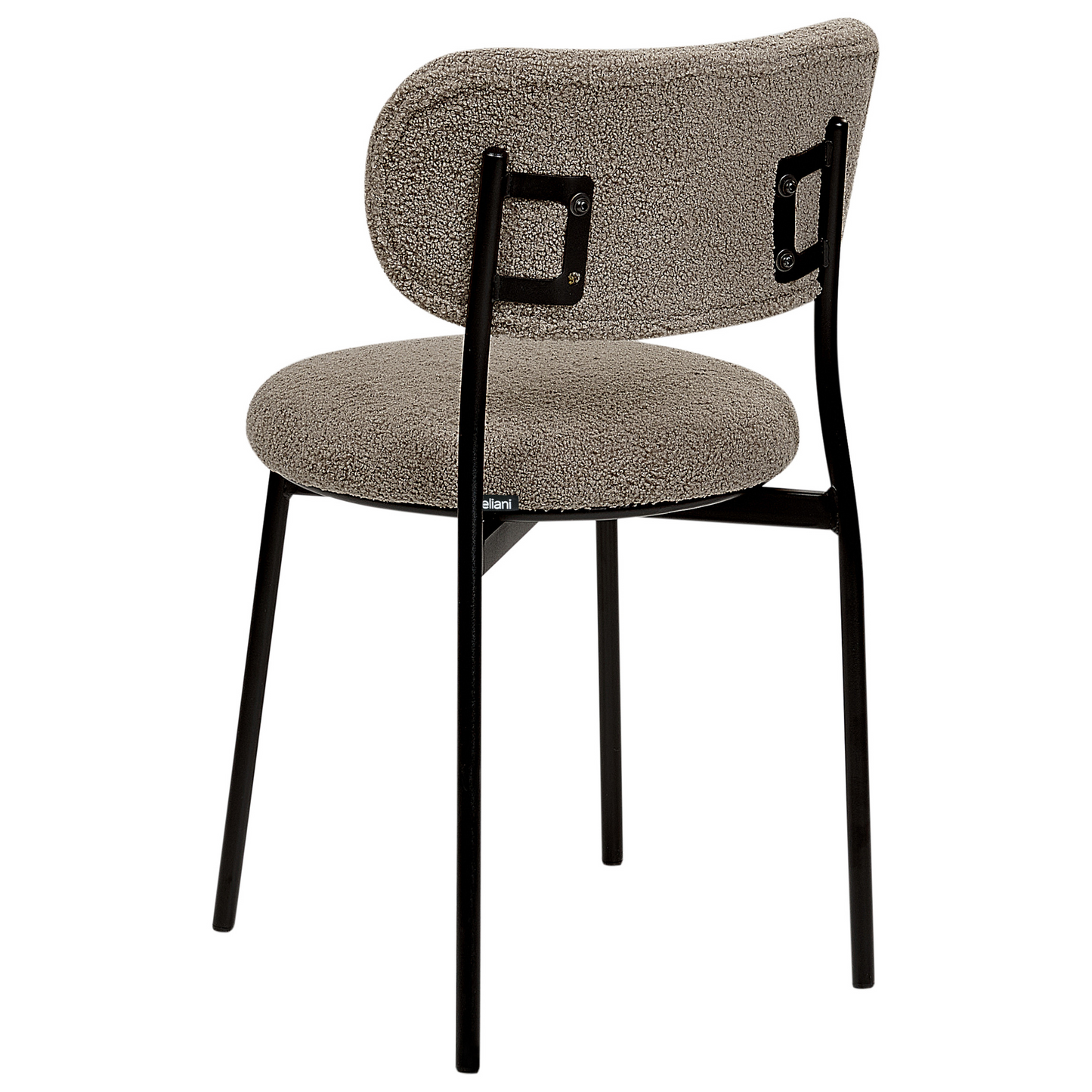 Beige Taupe Boucle Dining Chairs Armless Metal Legs 2 Pack