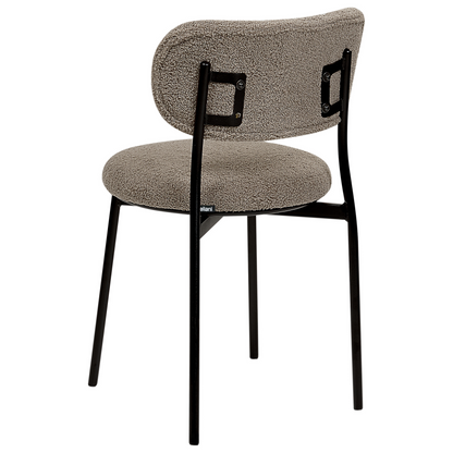 Beige Taupe Boucle Dining Chairs Armless Metal Legs 2 Pack