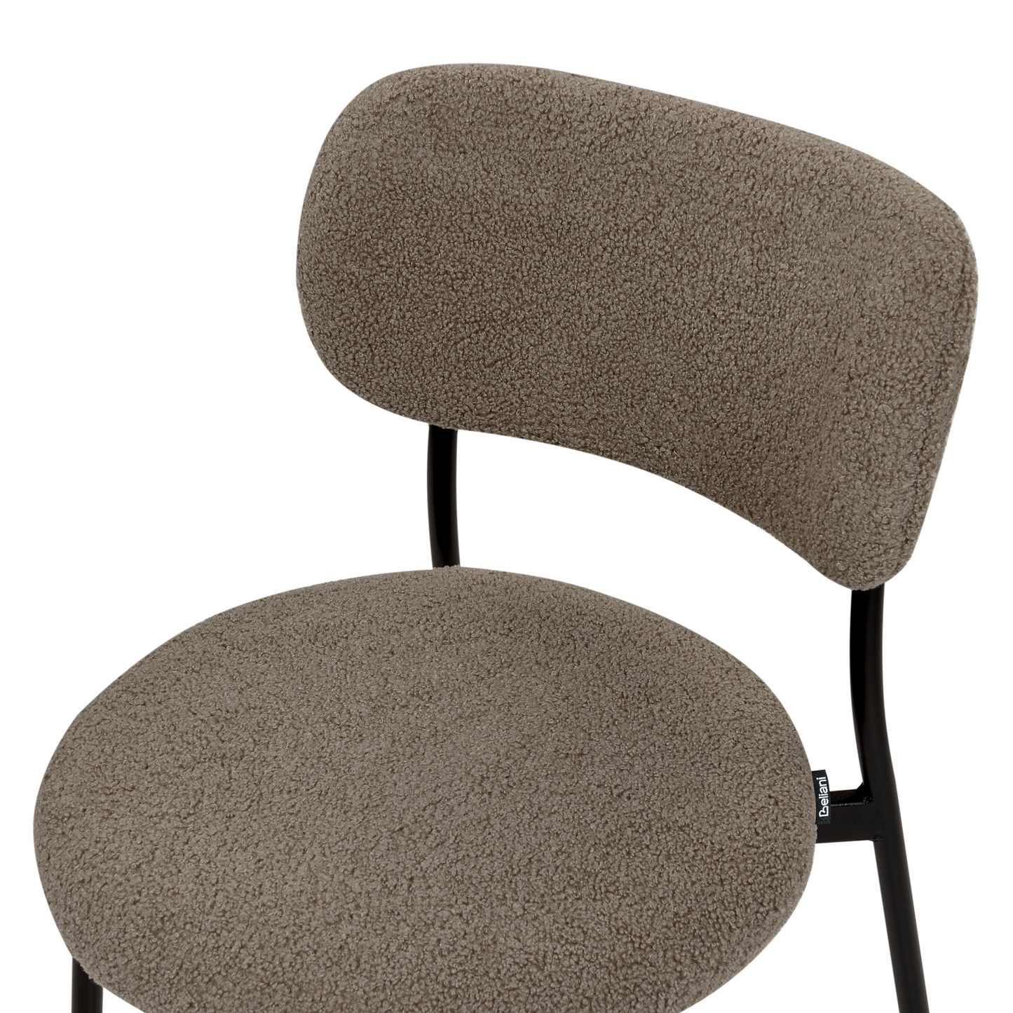Beige Taupe Boucle Dining Chairs Armless Metal Legs 2 Pack