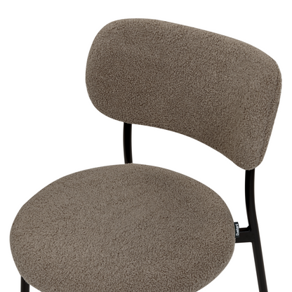 Beige Taupe Boucle Dining Chairs Armless Metal Legs 2 Pack