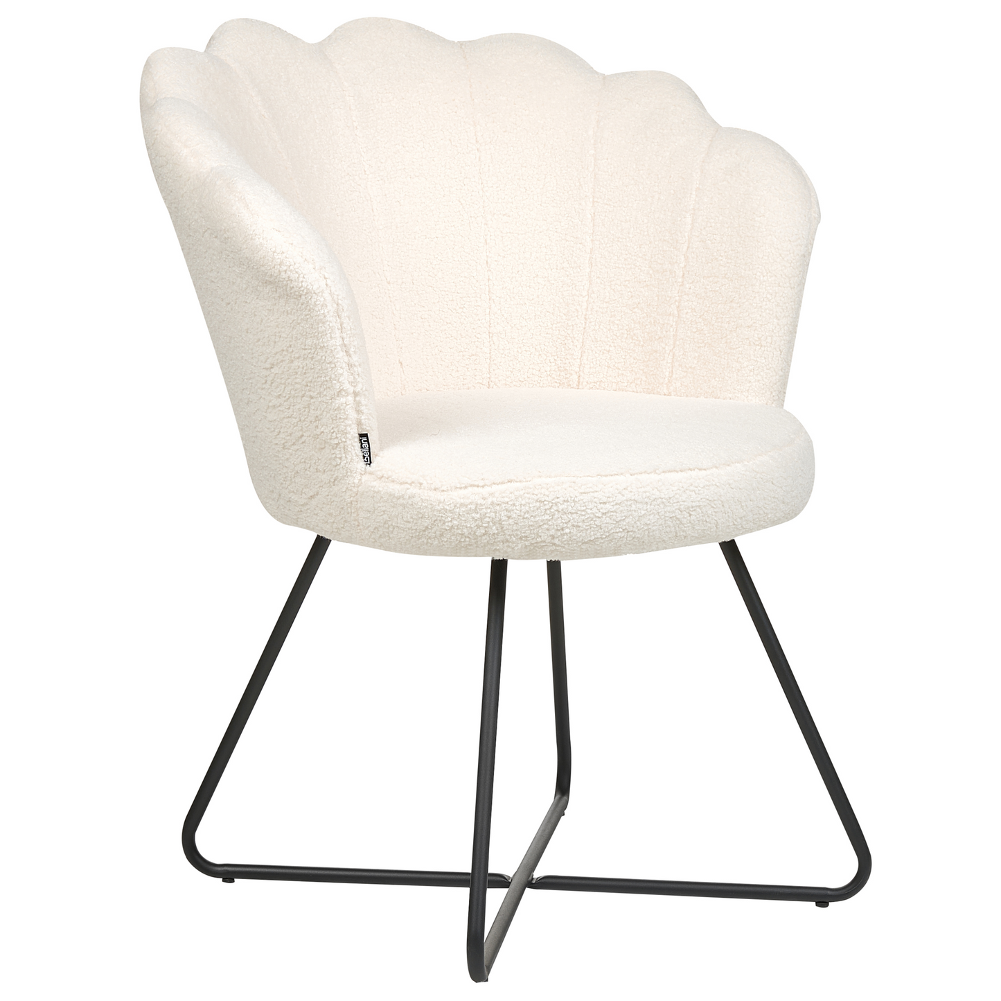 X Armless Boucl? Shell Chair White With Black Metal Frame