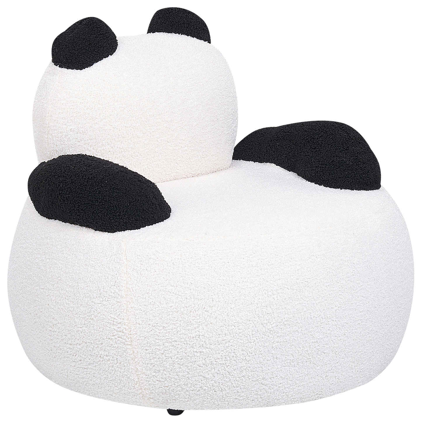 Panda Shape Animal Chair White Black Boucl? With Armrests