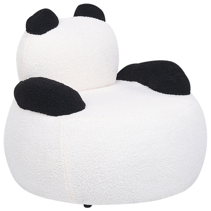 Panda Shape Animal Chair White Black Boucl? With Armrests