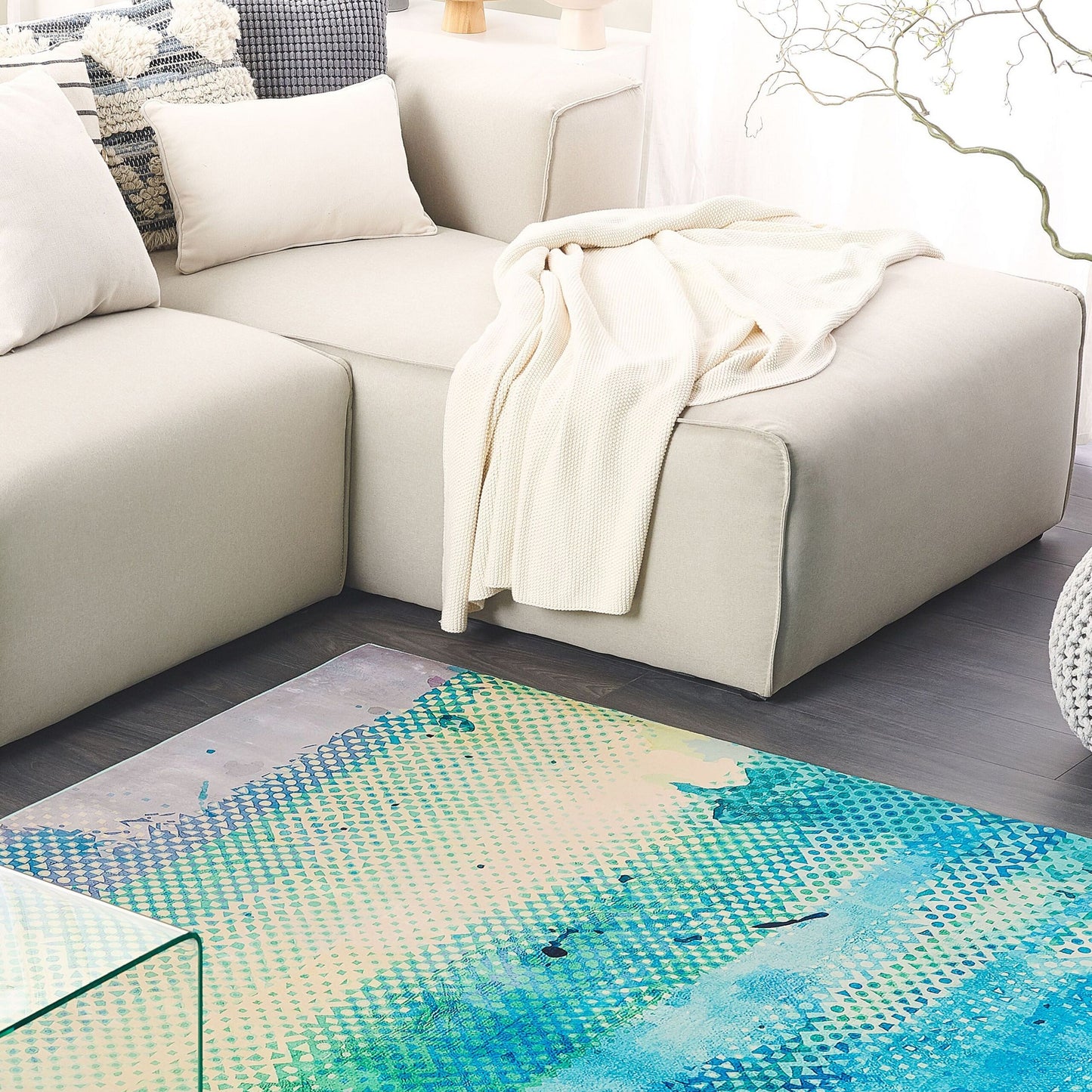 Area Rug Multicolour 160 x 230cm Abstract Watercolour Modern