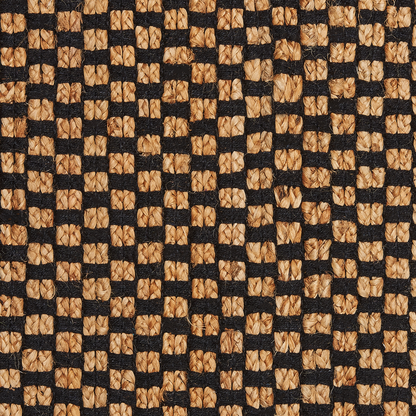 Home Handwoven Area Rug Black Beige Jute Leather 140 x 200