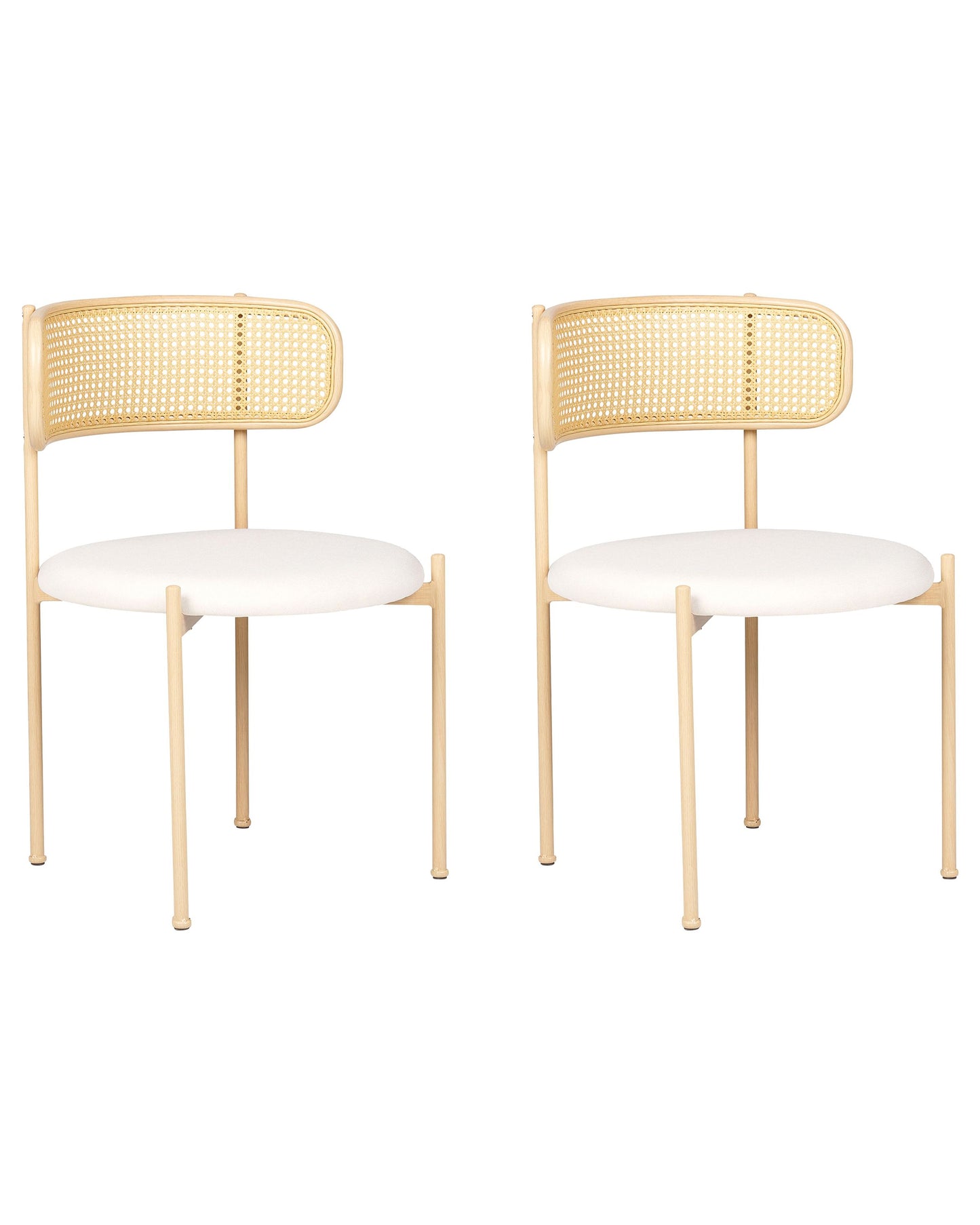 Velora Set Of 2 Accent Dining Chairs Beige Fabric Seats Metal Frame