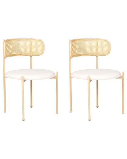 Velora Set Of 2 Accent Dining Chairs Beige Fabric Seats Metal Frame