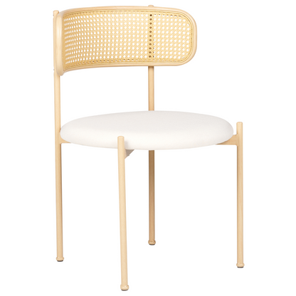 Velora Set Of 2 Accent Dining Chairs Beige Fabric Seats Metal Frame