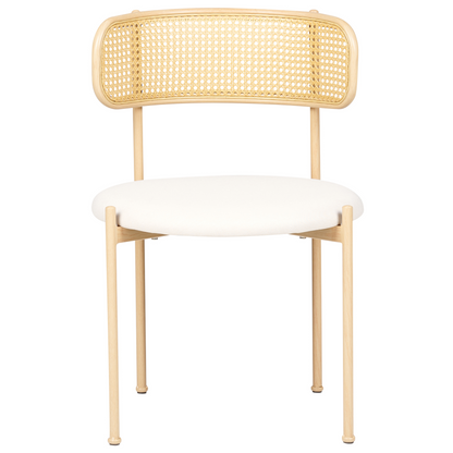 Velora Set Of 2 Accent Dining Chairs Beige Fabric Seats Metal Frame