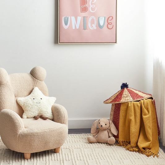 LuxeArt Pink Canvas Print 63x63 CM Text Pattern Square MDF Frame