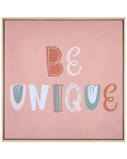 LuxeArt Pink Canvas Print 63x63 CM Text Pattern Square MDF Frame