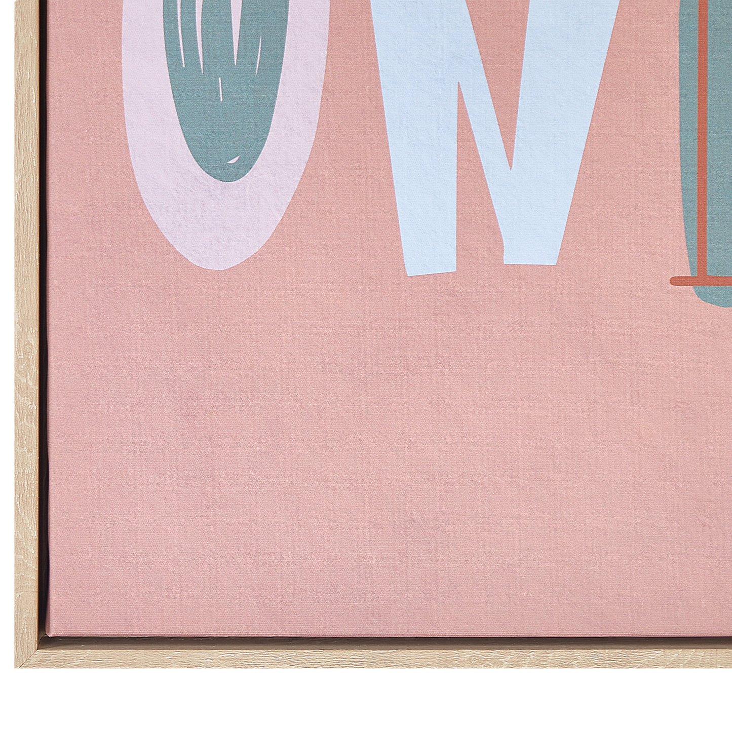 LuxeArt Pink Canvas Print 63x63 CM Text Pattern Square MDF Frame