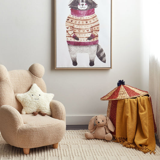 BrightNest Racoon Canvas Art Print Grey MDF Frame 93x63cm