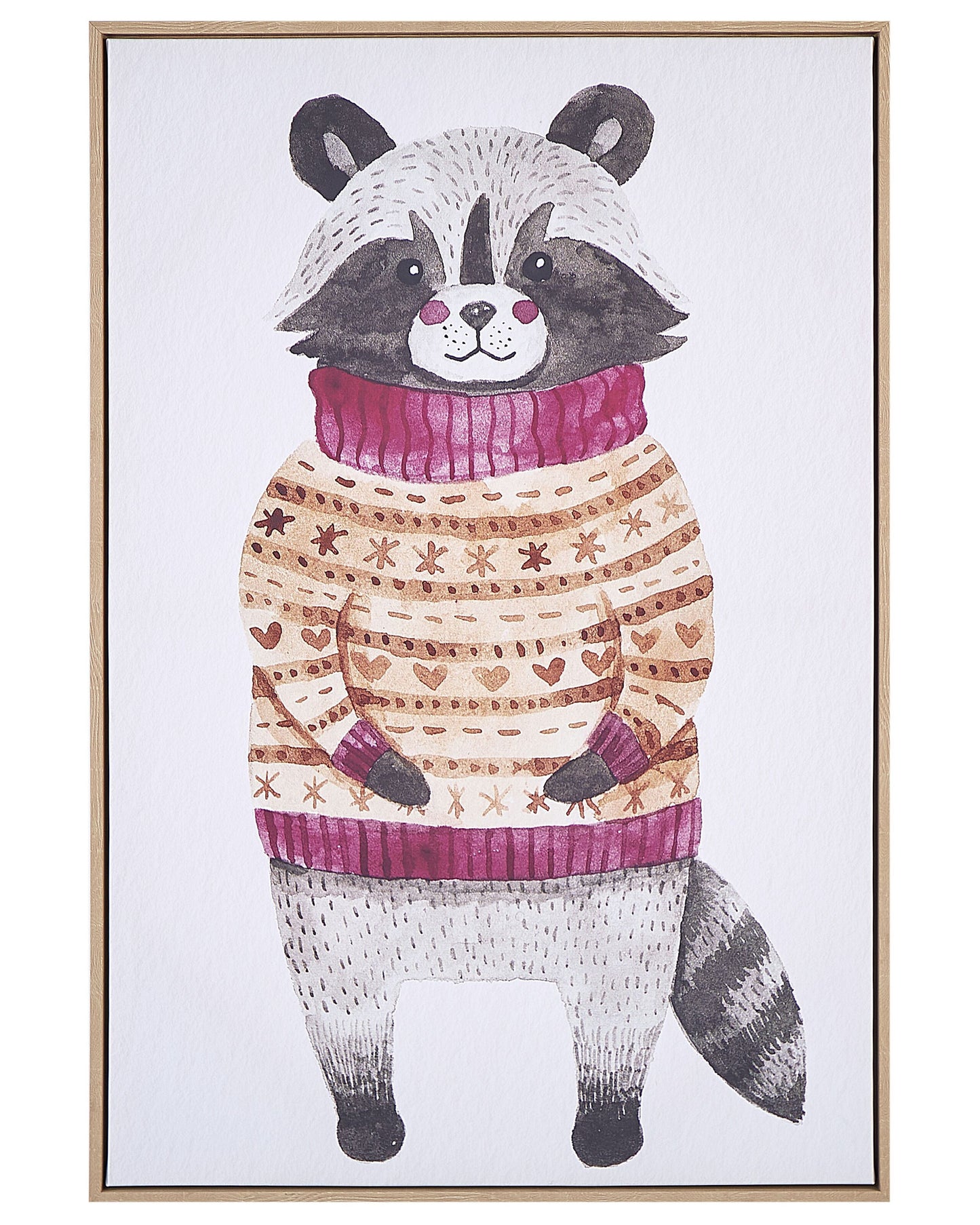 BrightNest Racoon Canvas Art Print Grey MDF Frame 93x63cm