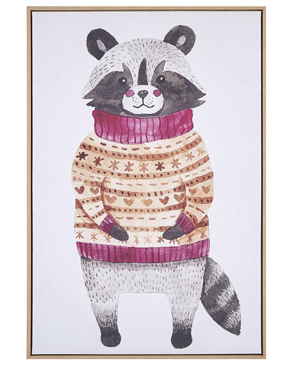 BrightNest Racoon Canvas Art Print Grey MDF Frame 93x63cm