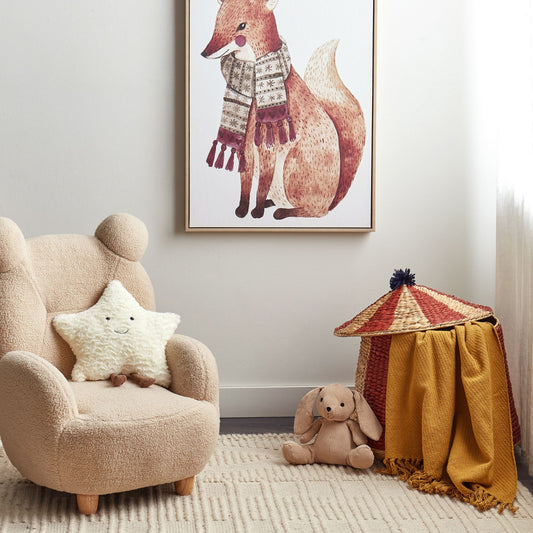 BrightNest Fox Canvas Art Print 93x63 cm Brown MDF Frame For Kids