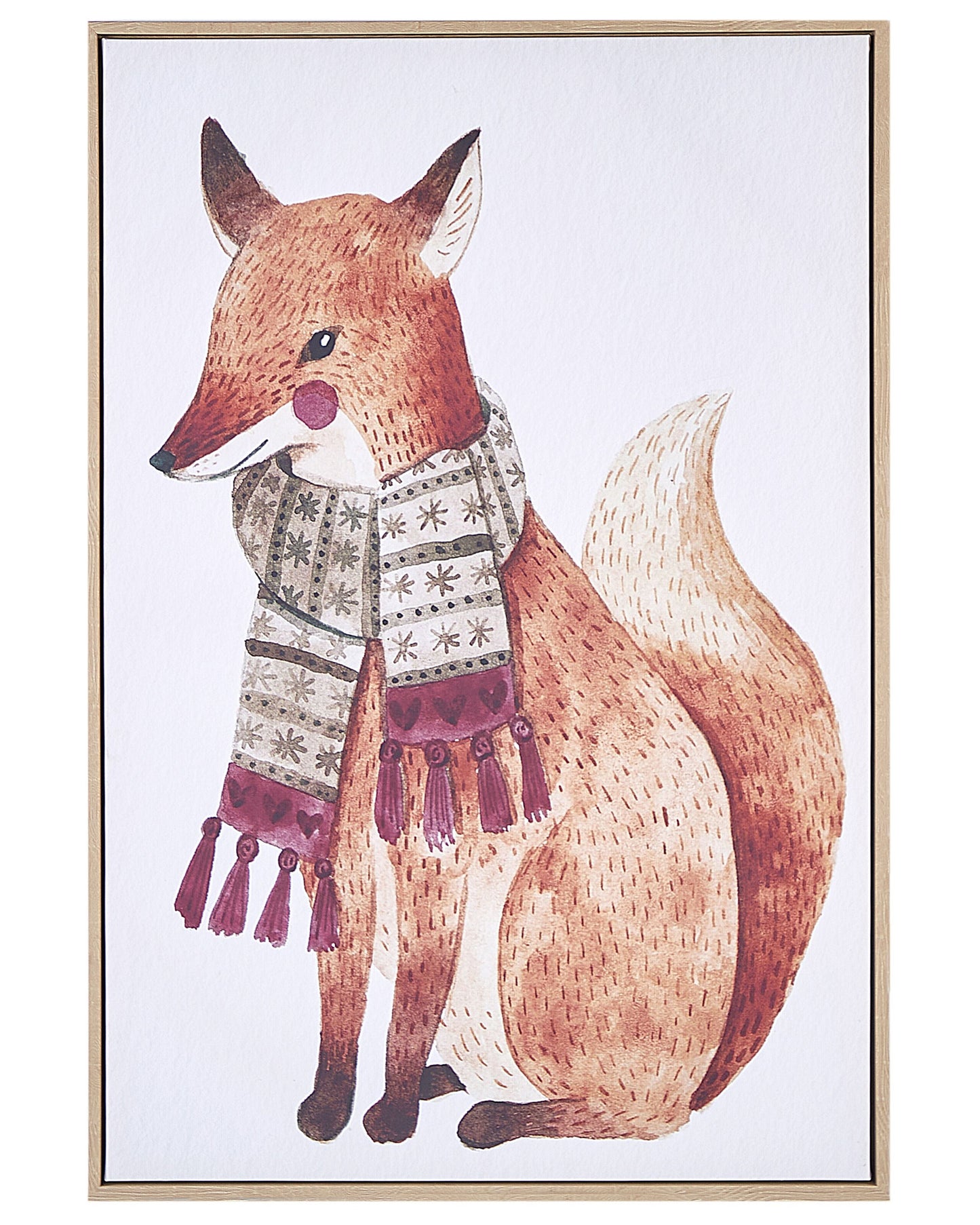 BrightNest Fox Canvas Art Print 93x63 cm Brown MDF Frame For Kids