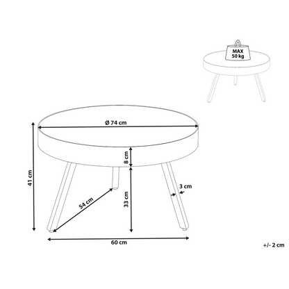 Mango Wood Coffee Table Tripod Base Raised Edge