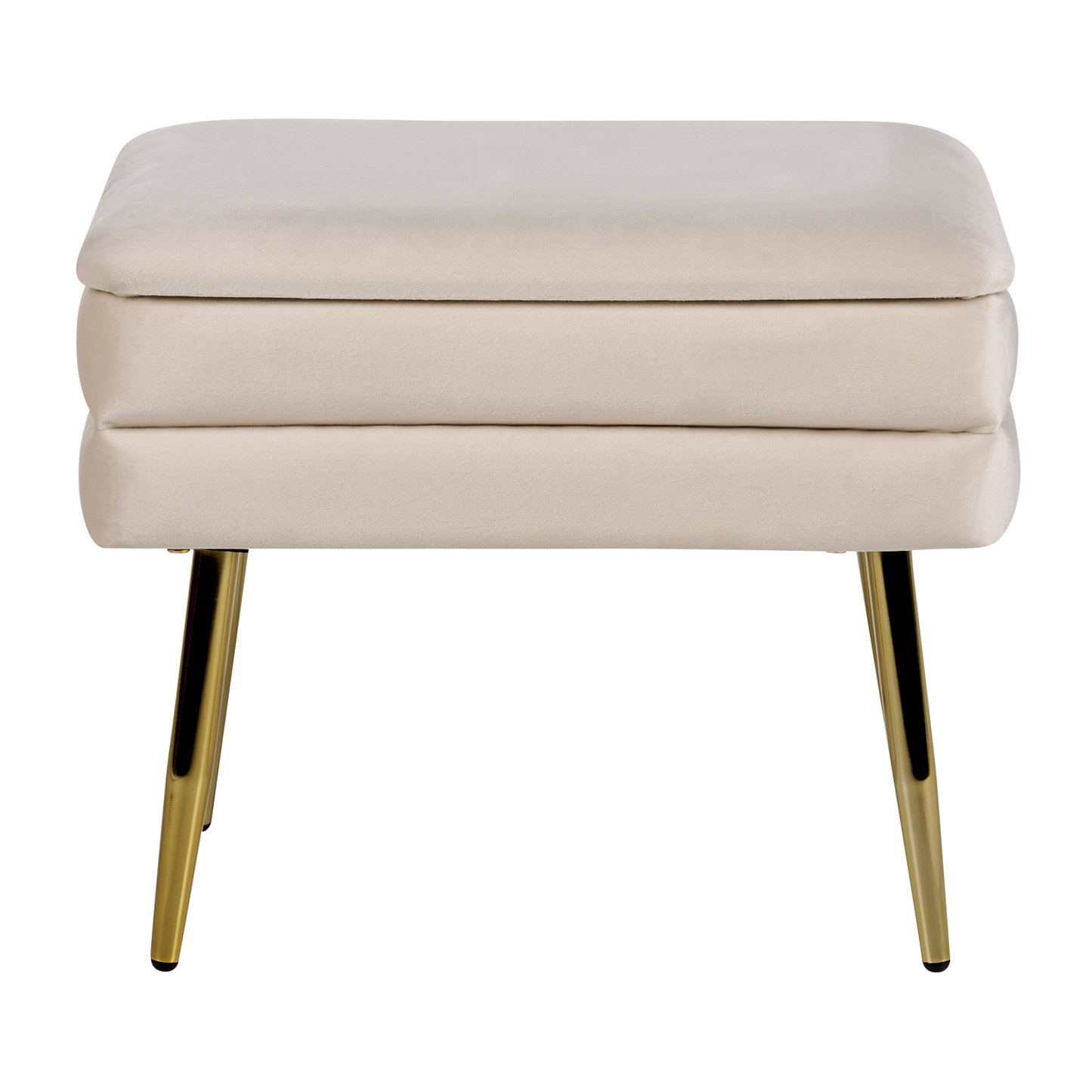 Bedroom Storage Bench Light Beige Velvet Upholstery With Golden Legs Glam Design