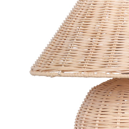 Table Lamp Natural Rattan Boho Bedside Light