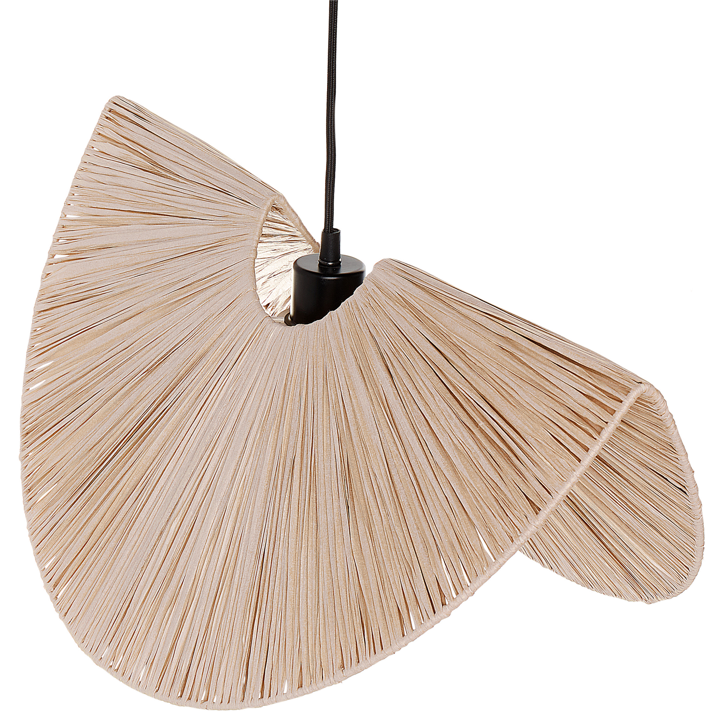 Natural Color Paper Pulp Pendant Lamp With Textured Shade Japandi Style Interiors