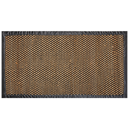 Black Beige Jute Leather Handwoven Rug 80 x 150cm