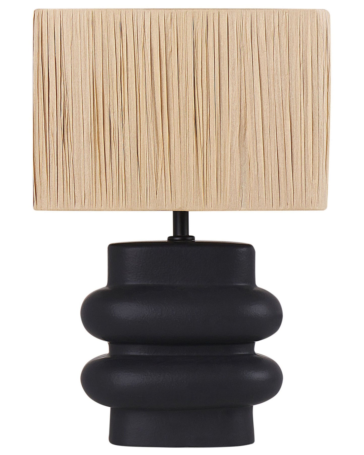 Table Lamp Black And Natural Ceramic Base Rectangular Paper Shade