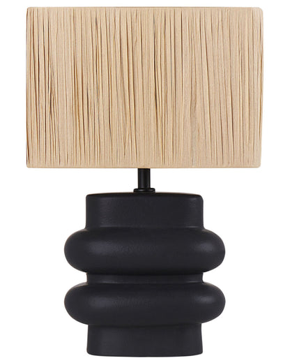 Table Lamp Black And Natural Ceramic Base Rectangular Paper Shade