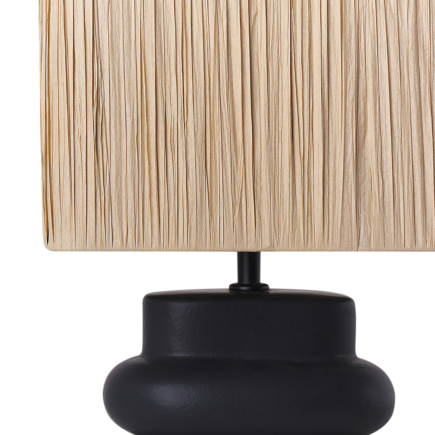Table Lamp Black And Natural Ceramic Base Rectangular Paper Shade