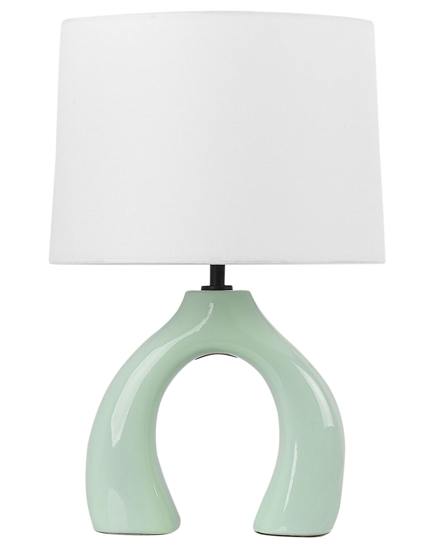 Lys Green Ceramic Drum Table Lamp with Half-Round Base Minimalist