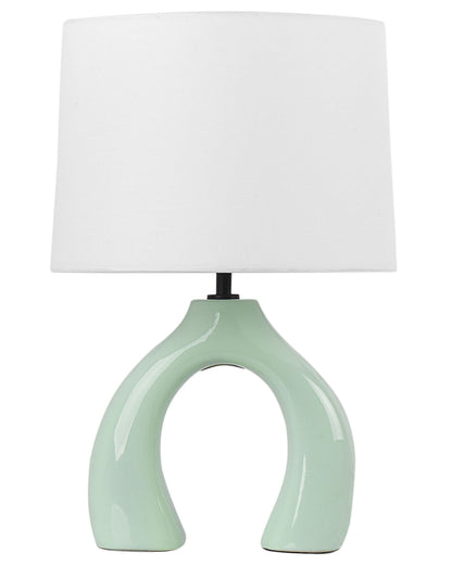 Lys Green Ceramic Drum Table Lamp with Half-Round Base Minimalist