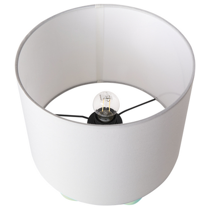 Lys Green Ceramic Drum Table Lamp with Half-Round Base Minimalist
