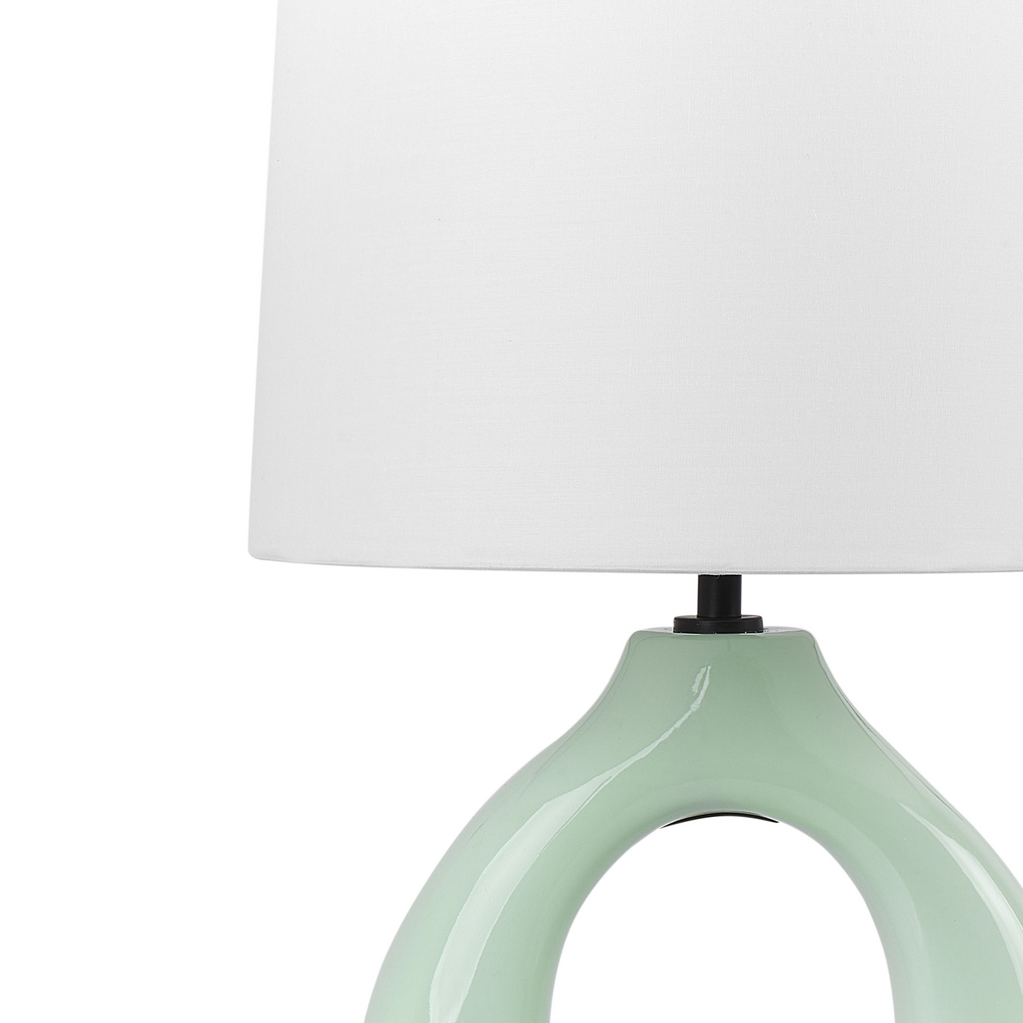 Lys Green Ceramic Drum Table Lamp with Half-Round Base Minimalist