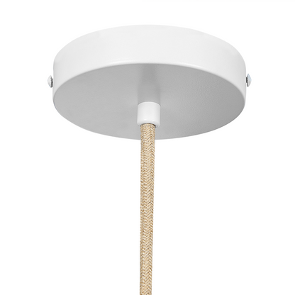 Natural Beige Rattan Velvet Shade Pendant Lamp With Adjustable Cord For Living Room