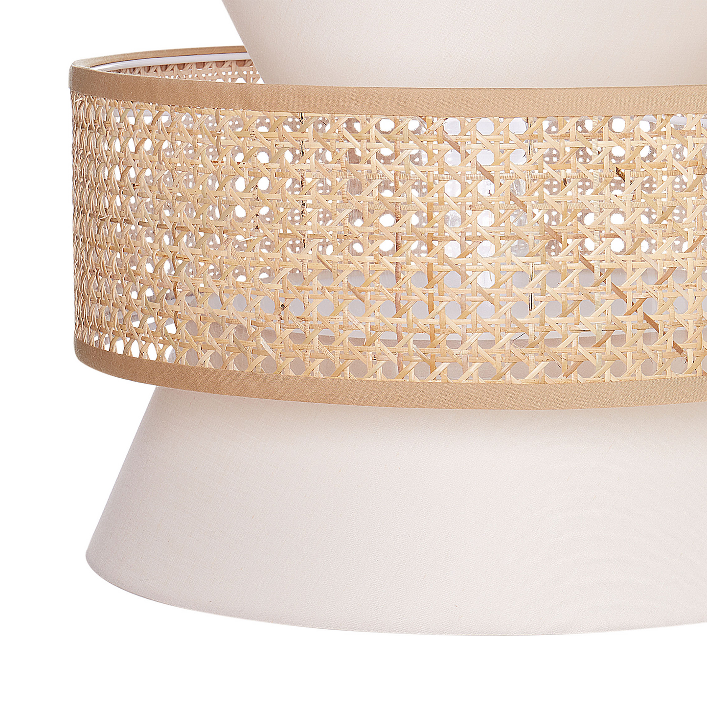 Pendant Lamp Beige Rattan Polyester Shade Boho Light