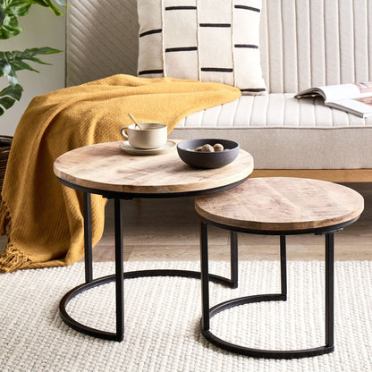 Nest Of Tables Round Top Light Mango Wood Natural