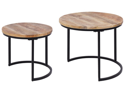 Nest Of Tables Round Top Light Mango Wood Natural