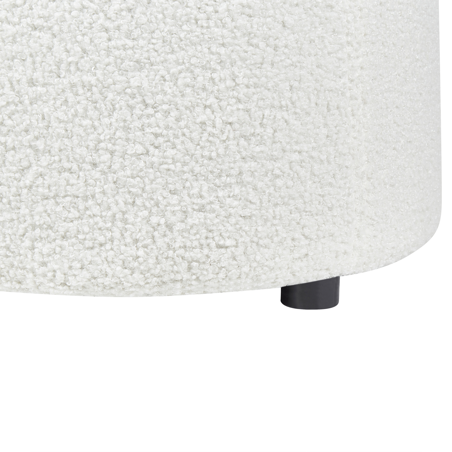 Pouffe Off White Boucle 40 x 38cm With Storage