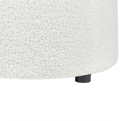 Pouffe Off White Boucle 40 x 38cm With Storage