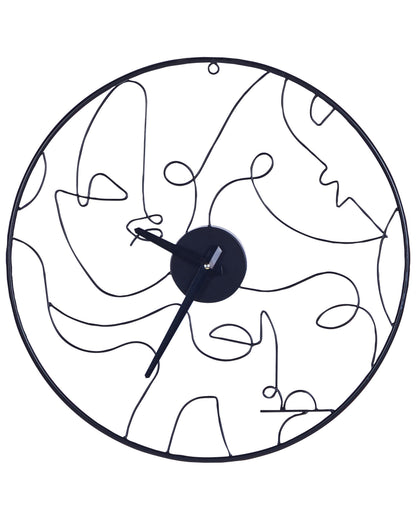 Arcadia Black Iron Wall Clock 50cm Open Face Minimalist Abstract
