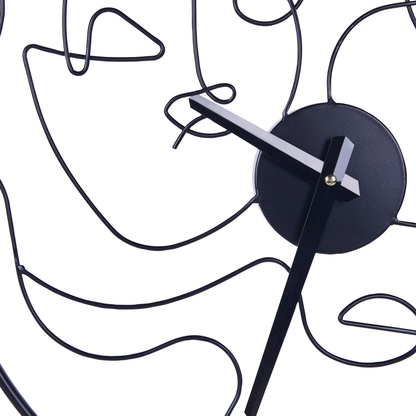 Arcadia Black Iron Wall Clock 50cm Open Face Minimalist Abstract
